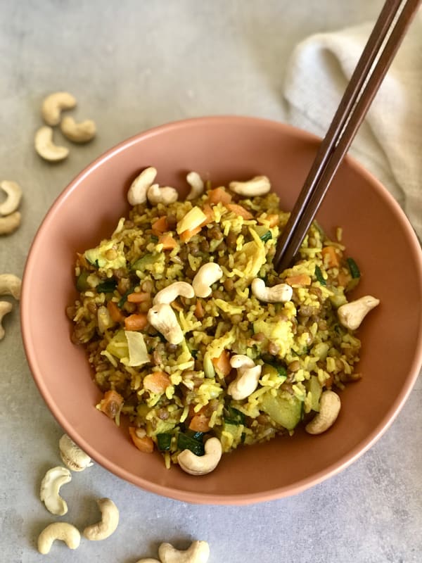Curry Rice with Lentils and Zucchini
