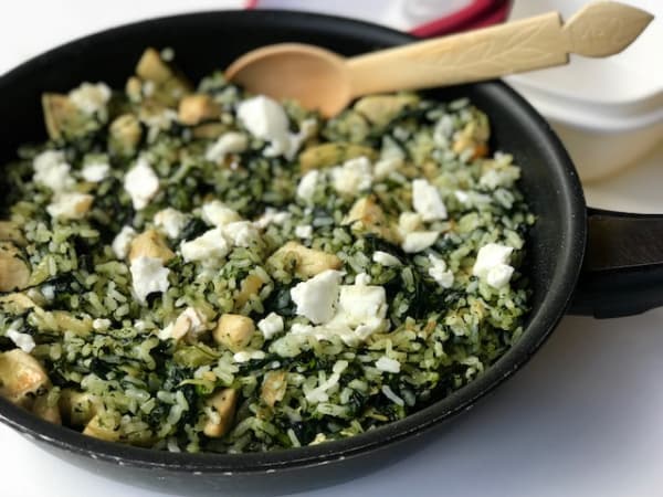Rice with Chicken, Spinach, and Goat Cheese
