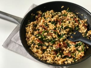 Rice with Spinach and Sun-Dried Tomatoes