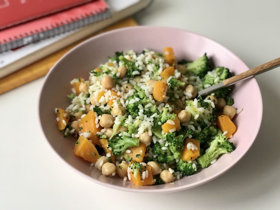 Rice with Chickpeas, Broccoli, and Butternut Squash