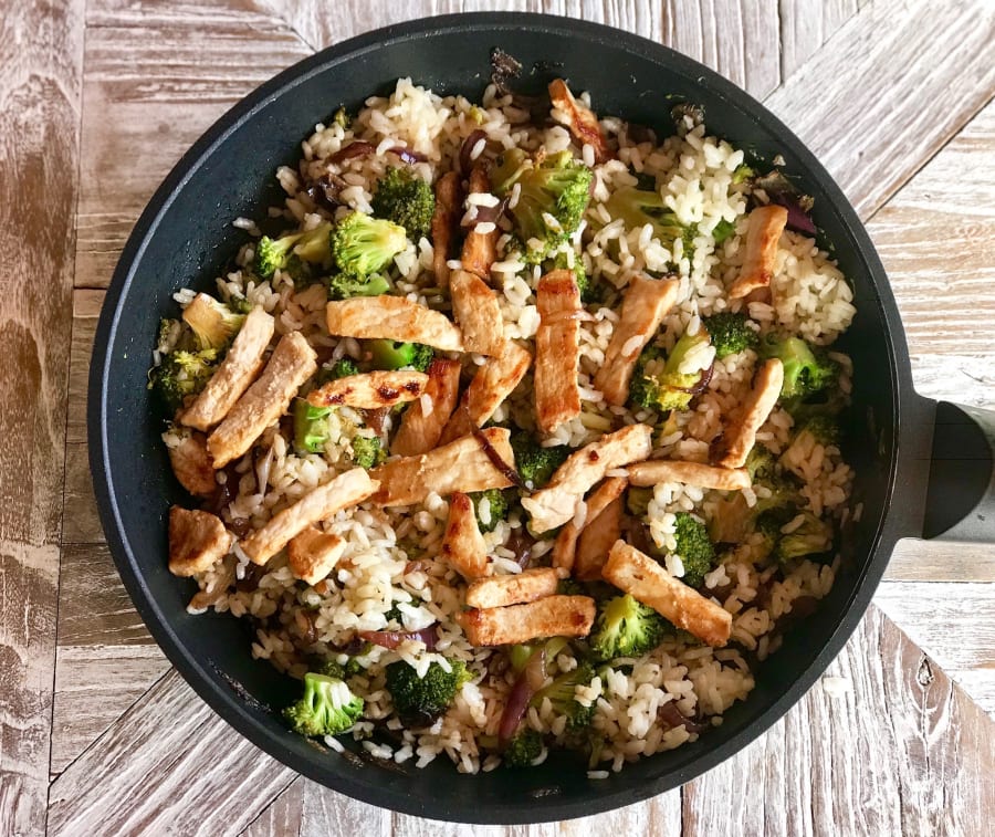 Fried Rice with Pork Loin and Broccoli
