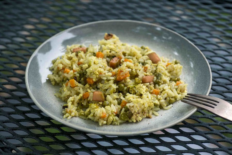 Receta de arroz tres delicias vegano