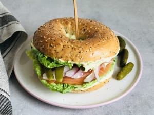 Salmon and Pickle Bagel