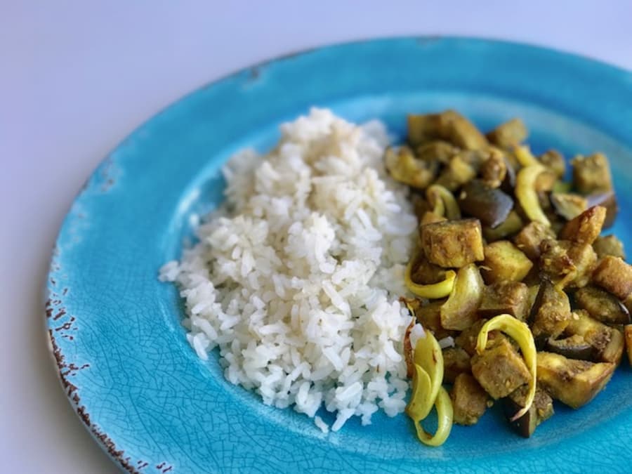 Curry Eggplant with Rice