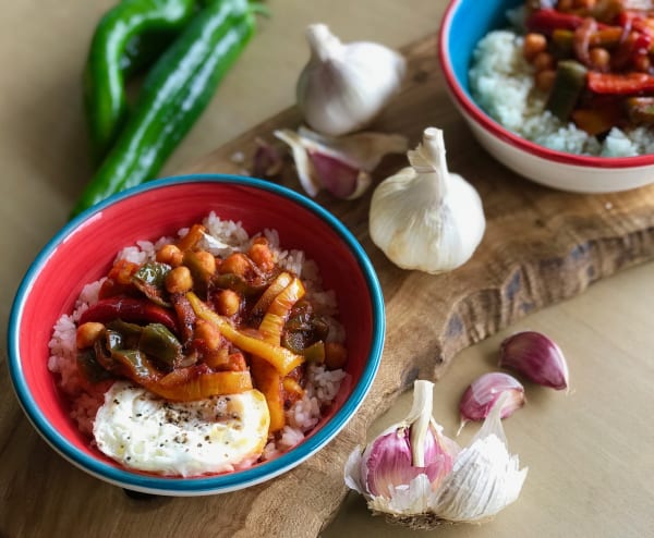 Bell Pepper and Garbanzo Rice Bowl