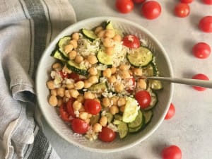 Chickpea, Cucumber, and Rice Bowl