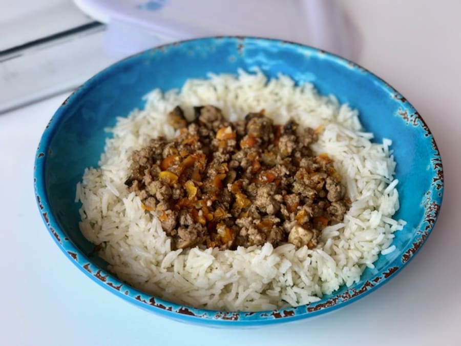 Ground Meat, Vegetable, and Rice Bowl