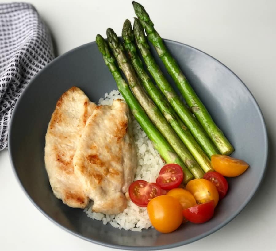 Asparagus, Chicken, and Rice Bowl
