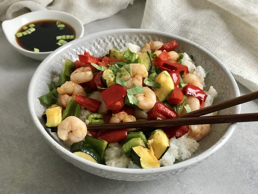Shrimp Bowl with Sautéed Vegetables