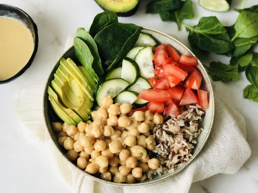 Chickpeas Bowl with a Fresh Salad
