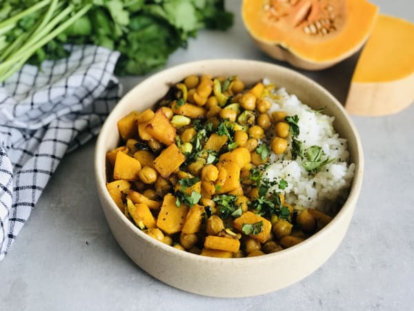 Garbanzo Bowl with Spiced Squash in the Air Fryer