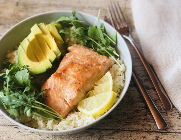 Rice Bowl with Avocado and Salmon