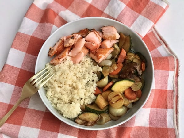 Salmon, Couscous, and Vegetable Bowl