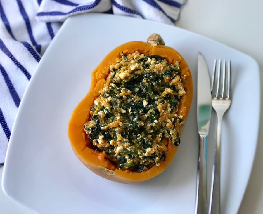 Spinach and Cheese-Filled Butternut Squash