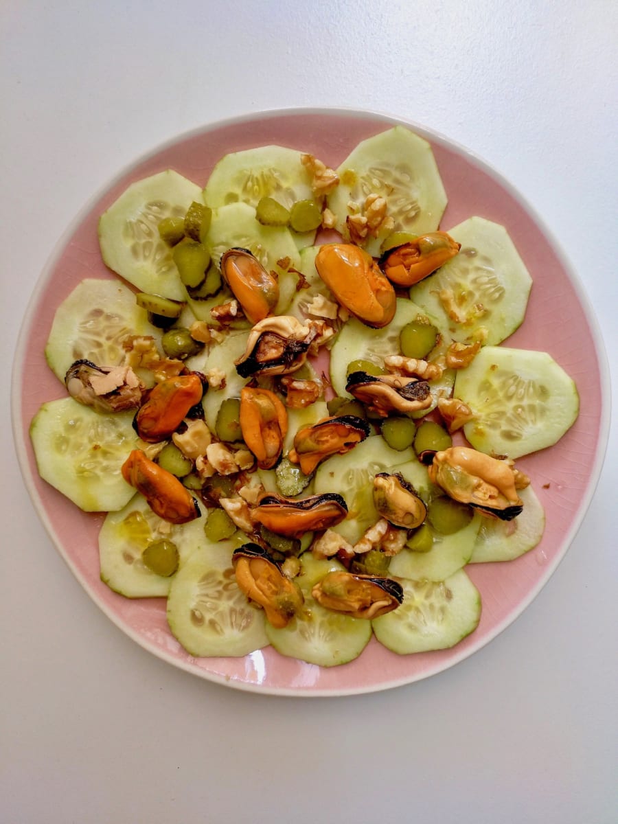 Carpaccio de Pepino con Mejillones