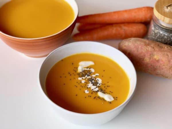 Creamy Sweet Potato, Carrot, and Ginger Soup