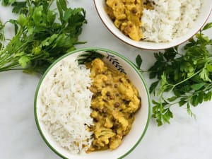 Curry de Coliflor con Lentejas