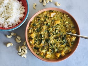 Curry de Lentejas con Calabaza y Acelgas