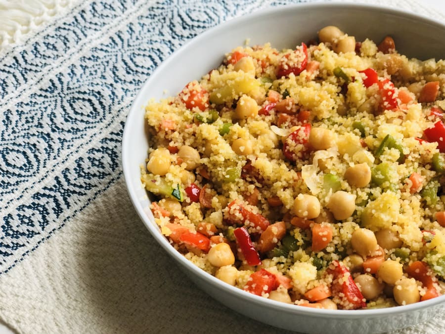 Couscous with Bell Peppers and Garbanzos