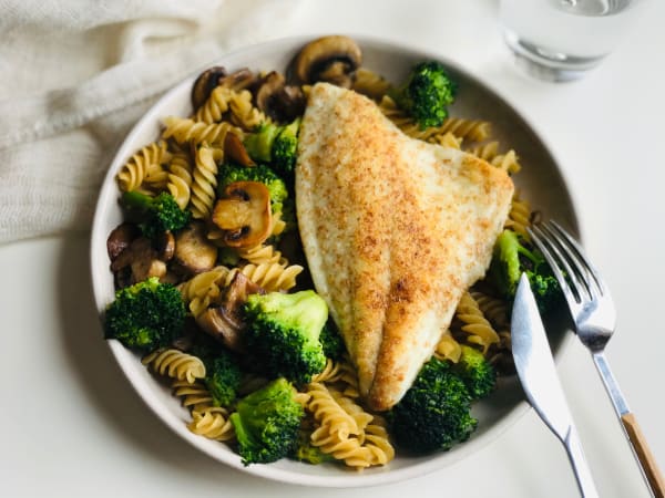 Gilt-Head Bream with Pasta and Vegetables