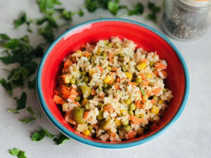Rice Salad with Peas and Vegetables