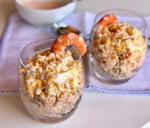 Rice Salad with Jumbo Shrimp, Tuna, and Egg