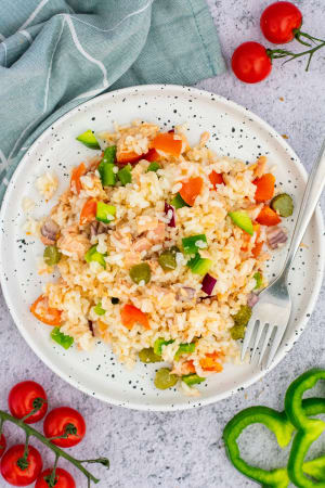 Rice, Tuna, and Bell Pepper Salad