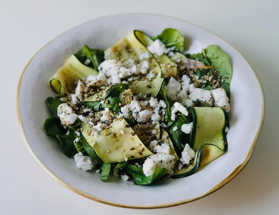 Spinach, Zucchini, and Goat Cheese Salad