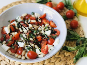 Navy Bean Salad with Cherry Tomatoes and Mozzarella