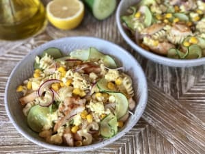 Pasta Salad with Chicken, Corn, and Cucumber