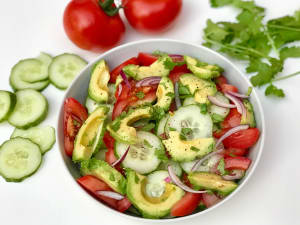 Avocado, Cucumber, and Tomato Salad