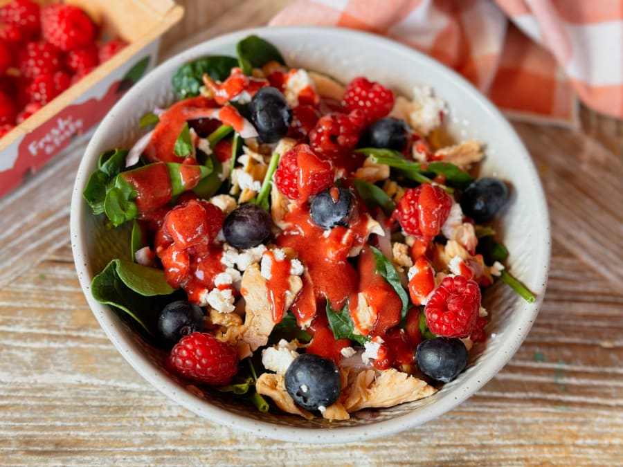 Chicken Salad with Blueberries and Raspberries