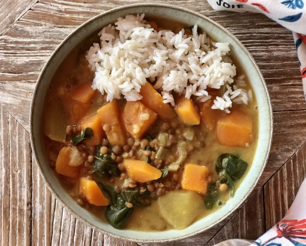Lentils with Squash and Spinach