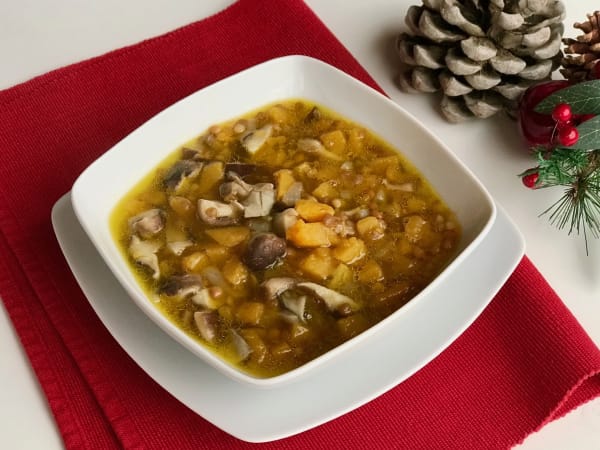 Lentils with Butternut Squash and Mushrooms