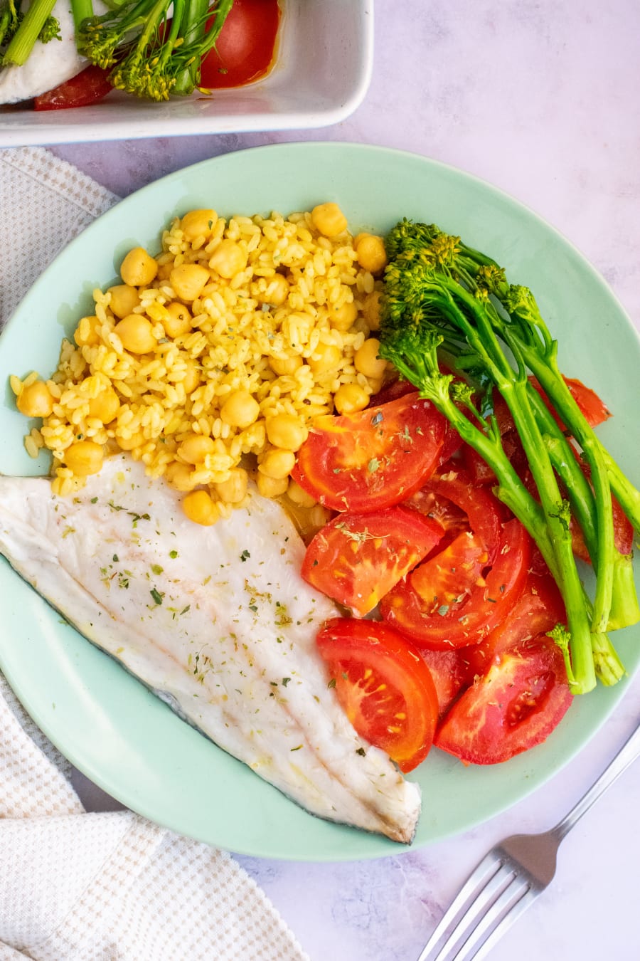 Sea Bass with Curry Rice and Vegetables