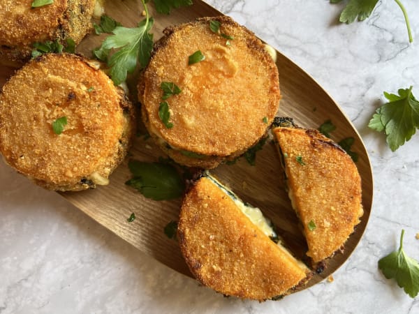 Breaded Spinach-Filled Butternut Squash