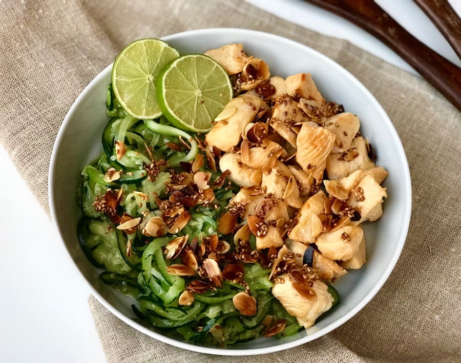 Zucchini Noodles with Chicken and Almonds