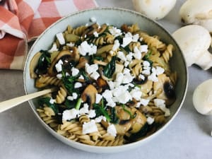 Mushroom, Spinach, and Feta Pasta