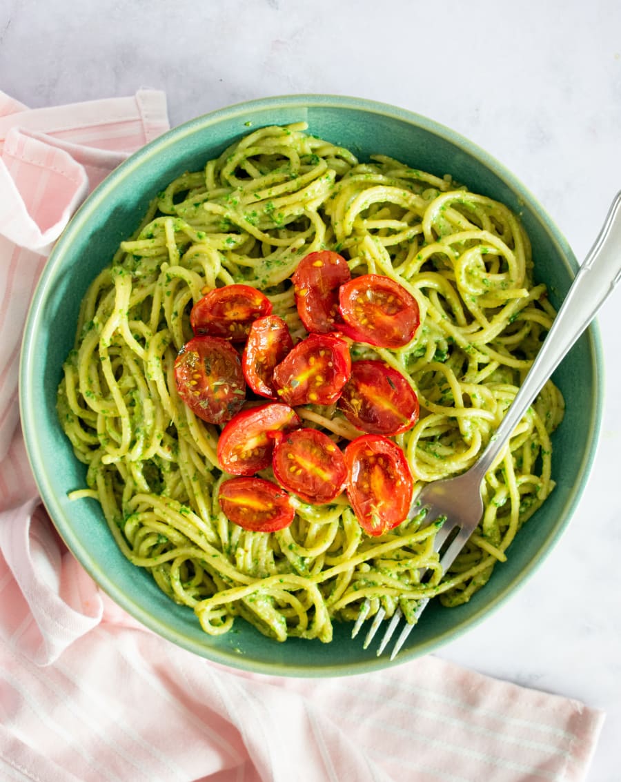 Pesto Pasta with Kale and Walnuts