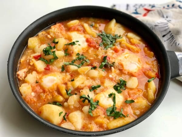 Stewed Potatoes with Onion, Bell Pepper, and Egg Stew