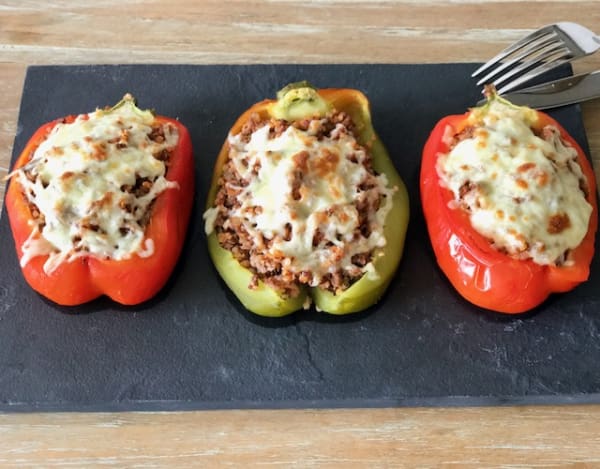Bell Peppers Stuffed with Ground Beef and Quinoa