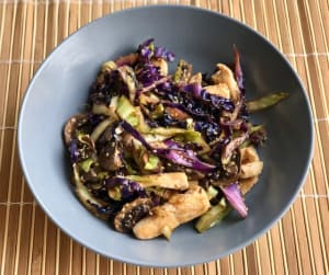 Asian Style Chicken with Cabbage and Mushrooms