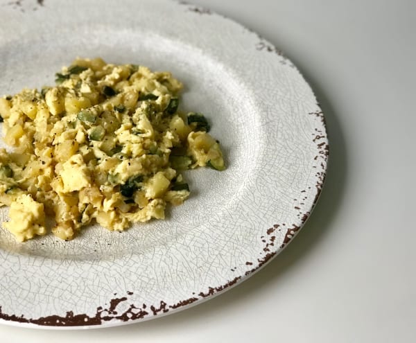 Scrambled Eggs with Potato and Zucchini