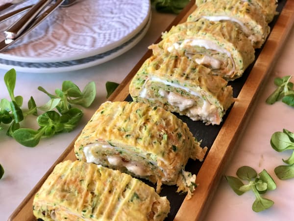 Zucchini and Carrot Rolls with Cheese and Turkey