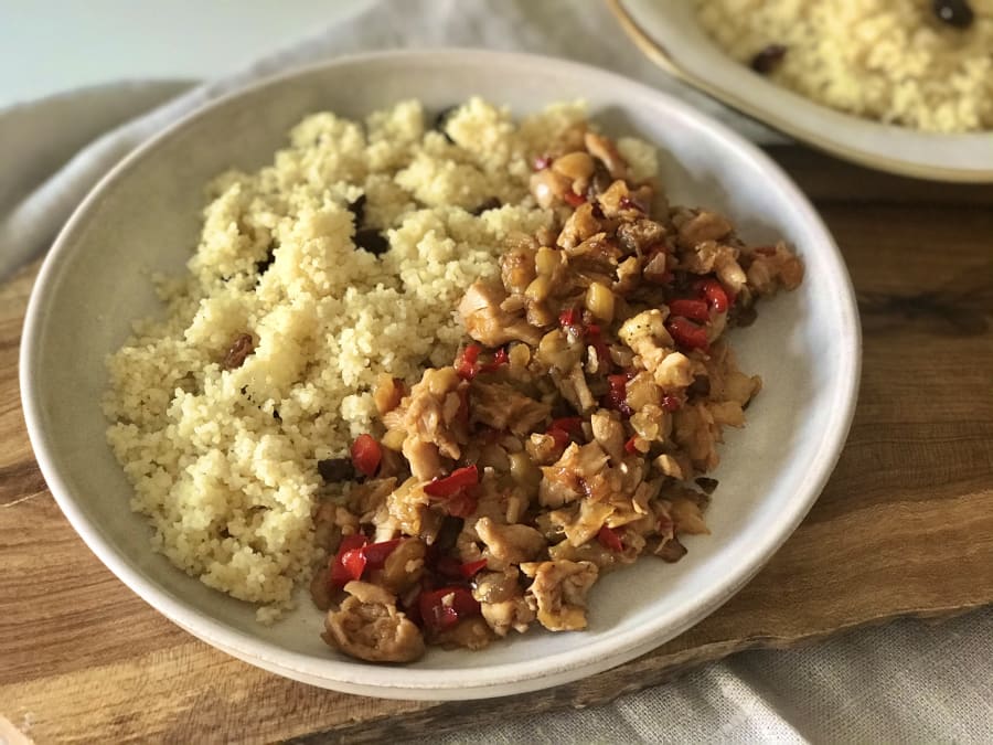 Couscous sauté with Turkey and Red Bell Pepper