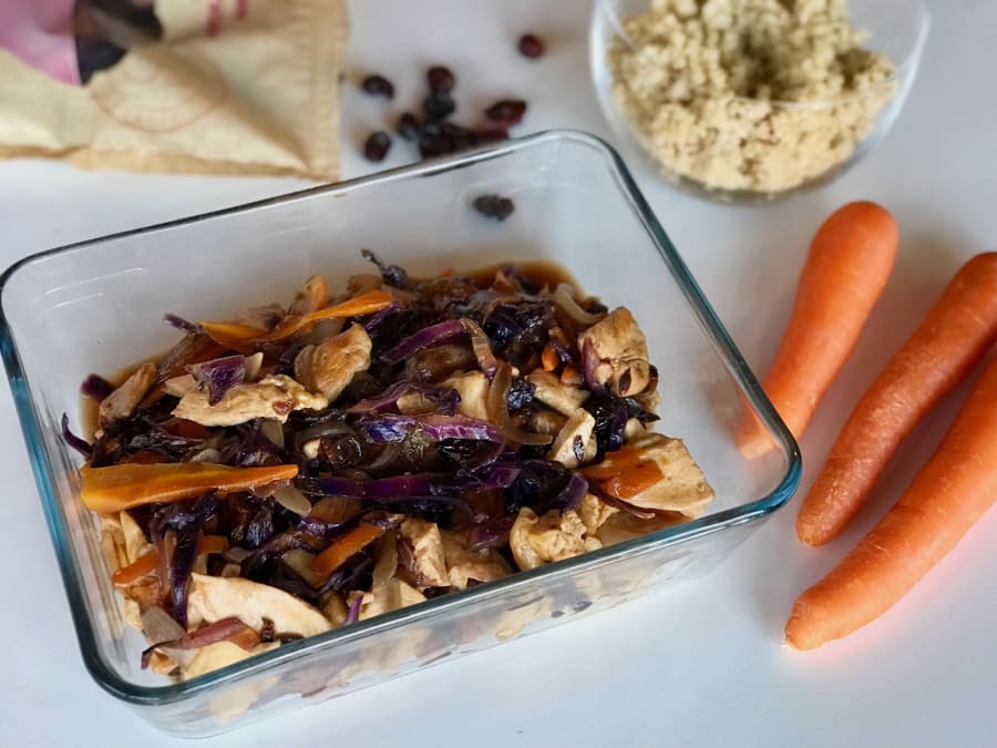 Chicken, Carrot, and Red Cabbage Sauté