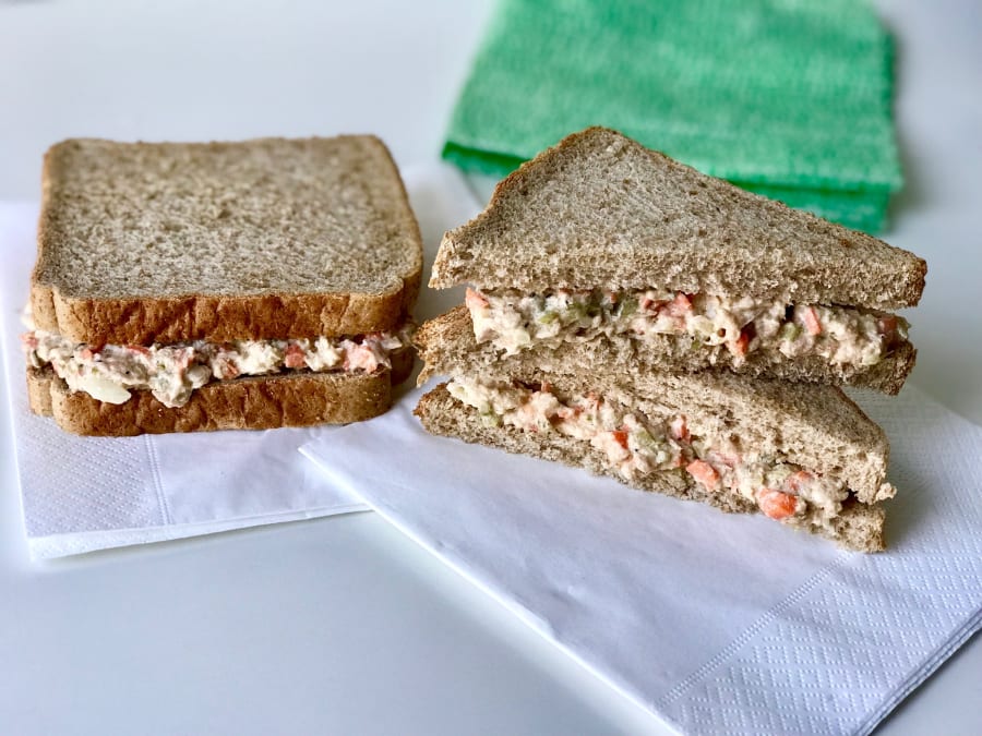 Tuna, Carrot, and Pickles Sandwich