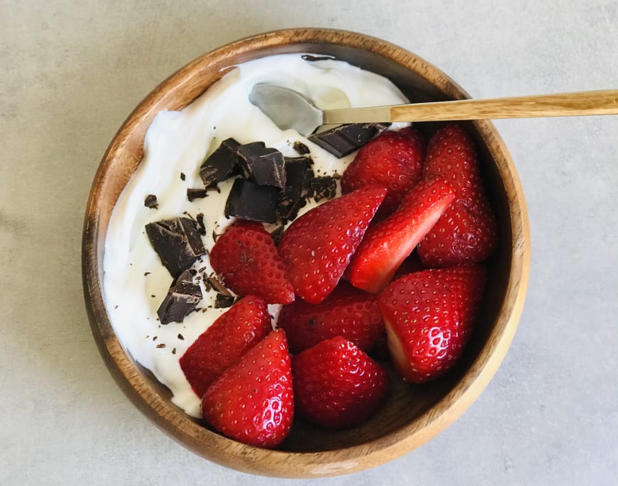 Yogurt Snack with Chocolate and Strawberries