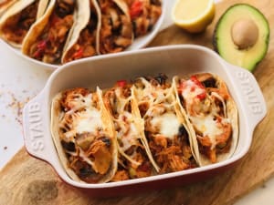 Chicken and Mushroom Tacos with Cheese