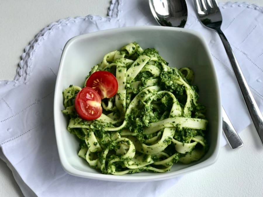 Tagliatelle with Spinach Pesto